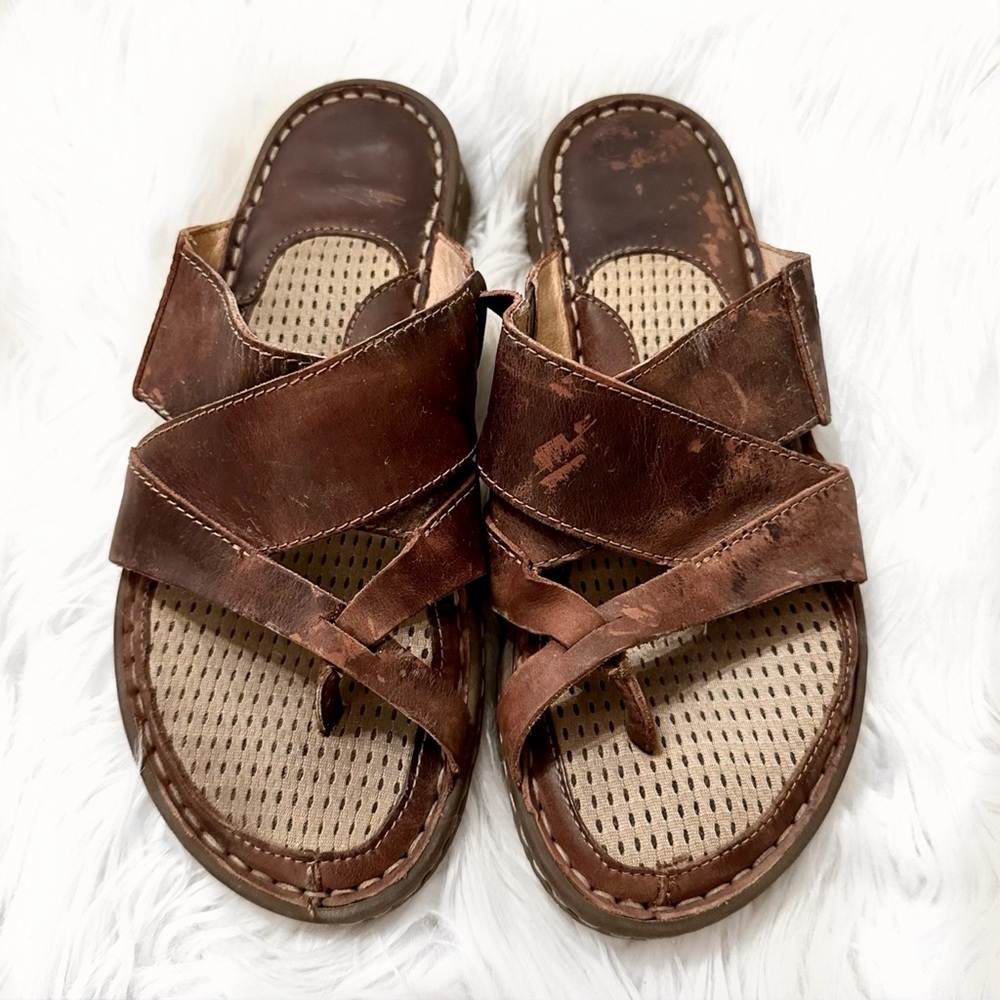 Women’s Born Brown Leather Strappy Sandals Size 8